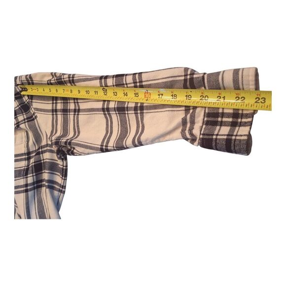 Gap Shirt Cotton Flannel Plaid Navy Blue Oversized Button Up Women Medium TALL - Picture 12 of 14